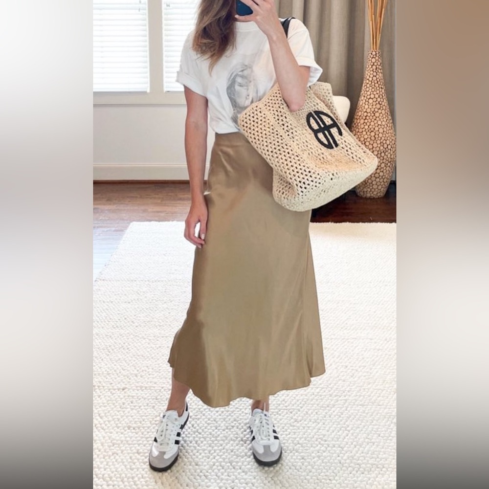 &Other Stories Satin Midi Slip Skirt tan 0